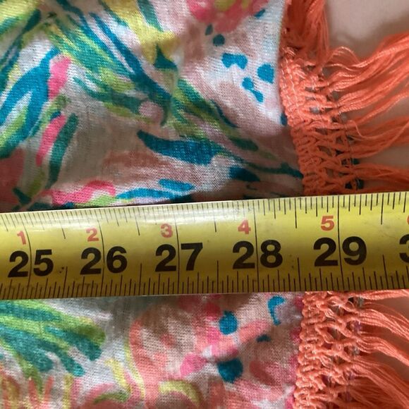 Lilly Pulitzer Cover Up Tunic Sz L Fan Sea Tropical Fringe - Picture 8 of 9